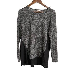 Lucky Brand Womens Black Colorblock Asymmetrical Long Sleeve Sweater Large